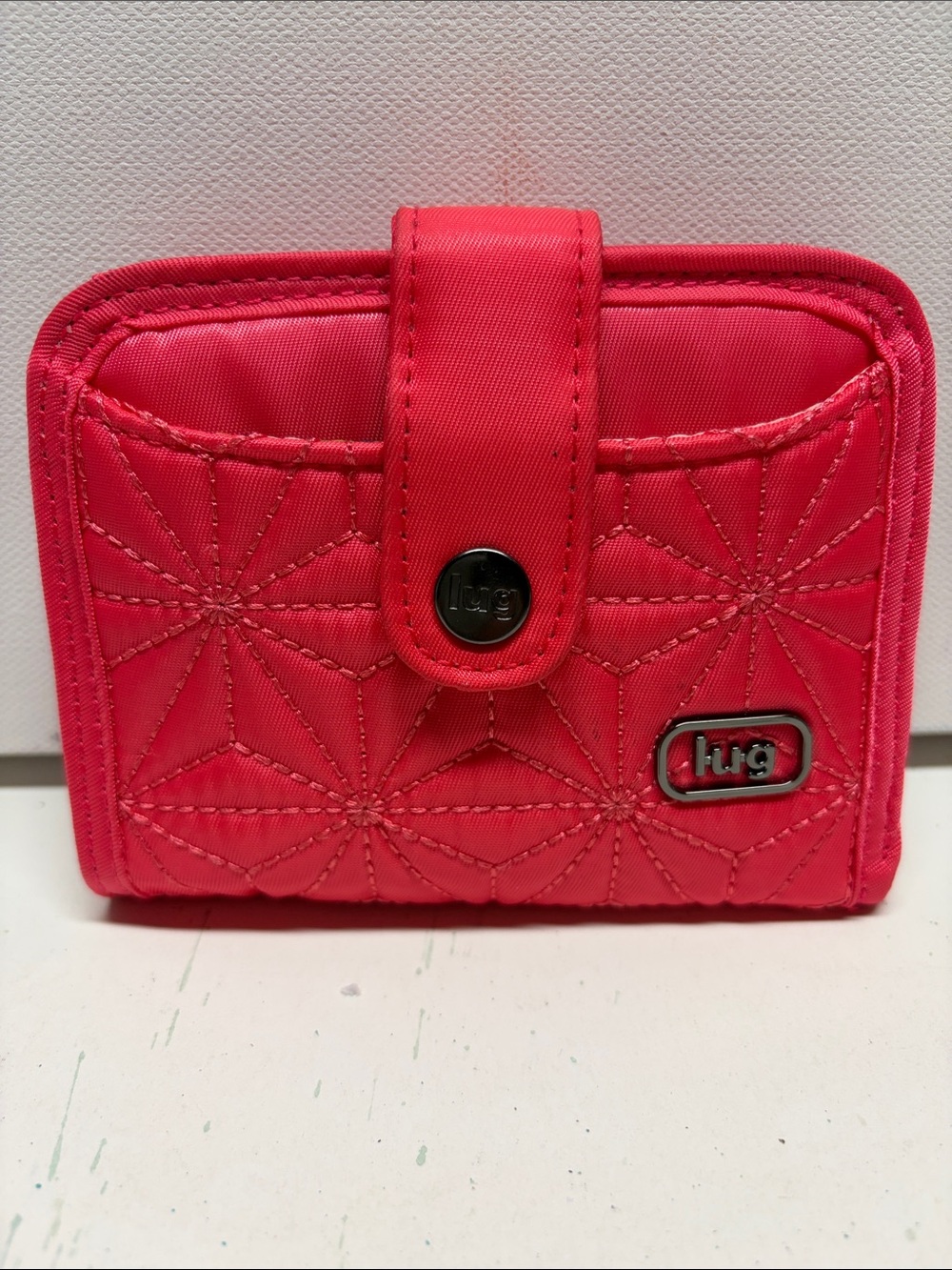 lug Quilted Compact Wallet - Bright Pink
